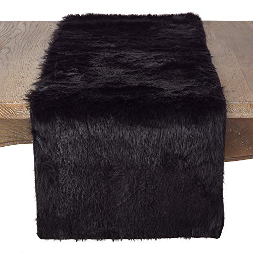 Fennco Styles Juneau Gray Faux Fur Table Runner 15