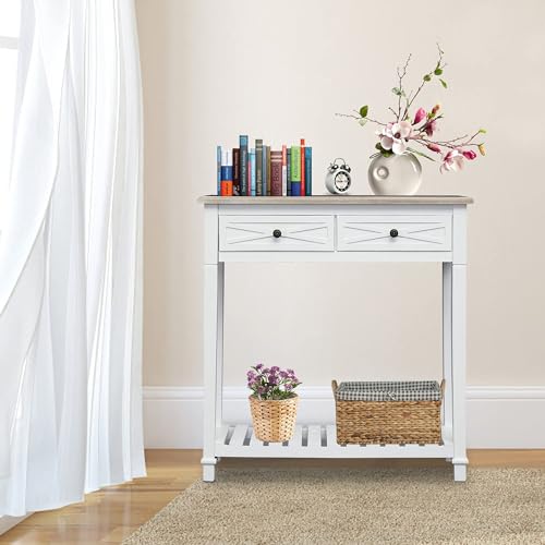 Kinlife Modern Entryway Console Table - Long Sofa Table with 4 Drawers and Lower Shelf Wood End Table with Storage, Black