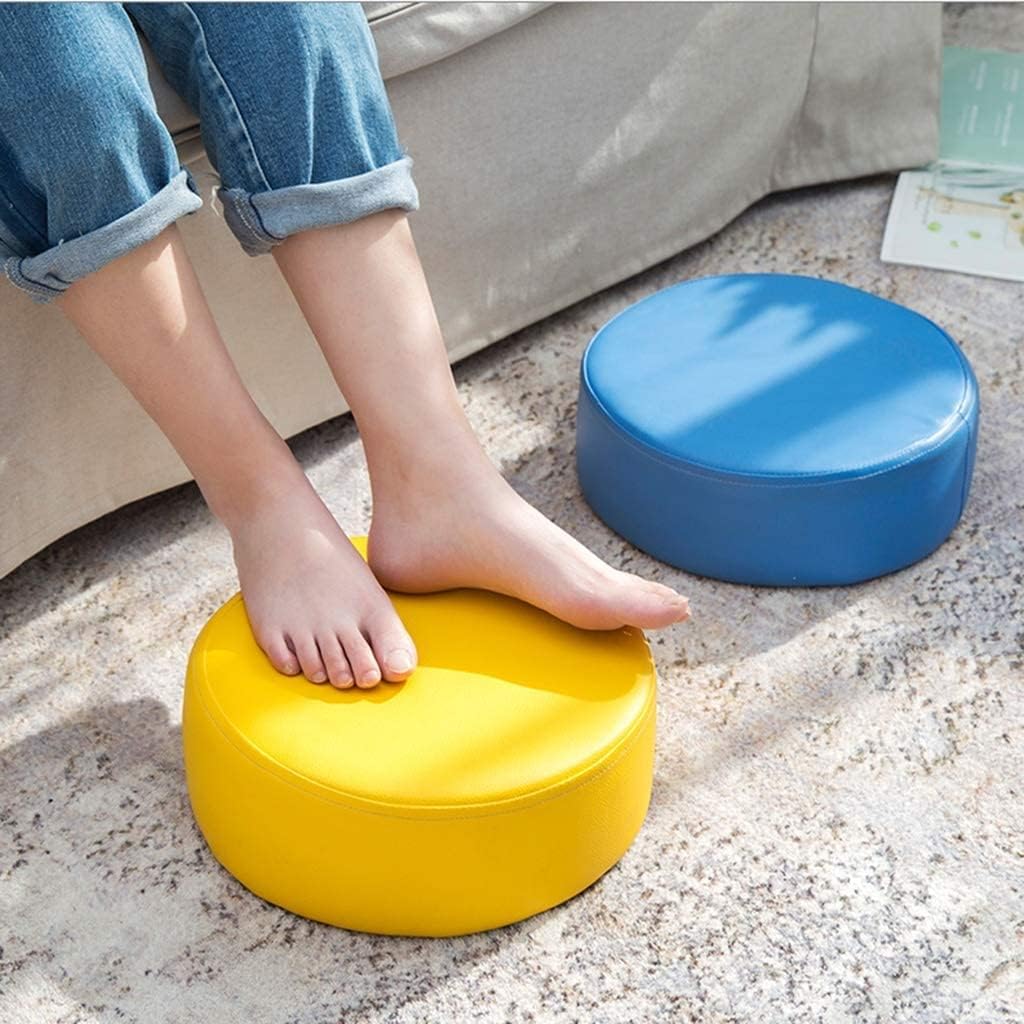 NOLLAM Taburete Round Stools & Ottomans Creative Coffee Table Footstool with Non-Slip Foot Mat Leather Modern Foot Rest Stool for Sofa Cushion Couch Otomano Extra Seating