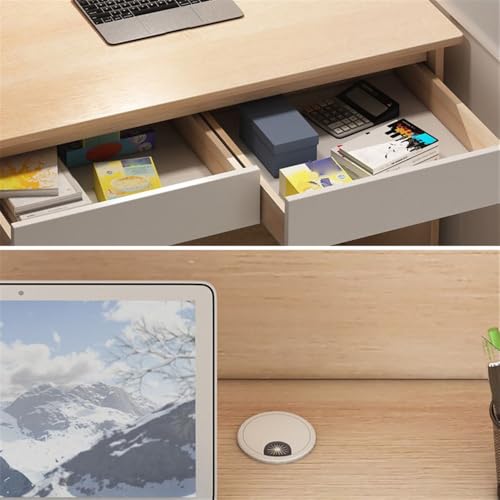 NIUYAO Integrated Storage Desk with Hutch, Bookshelf and Cable Management Modern Writing Table Shelves Work Desk PC Table Home Office Corner Study Desk Without Chair (White, 47