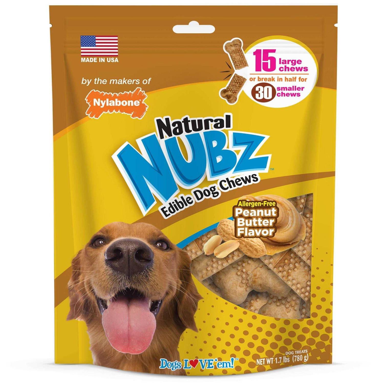 Nylabone Natural Nubz Peanut Butter Flavor Large Dog Chews - Pet Supplies online store