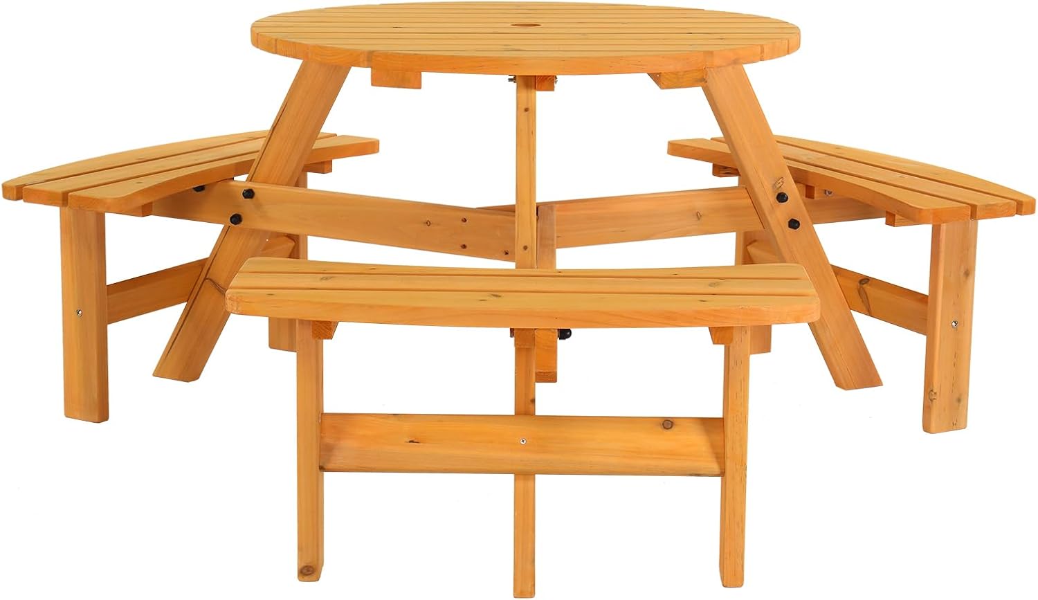 Folding Picnic Table for Patio Outdoor Activities, Picnic Table Circular Outdoor Wooden Dining Set Benches for Backyard, Portable Picnic Table Foldable, Camping Picnic Table with Seats for Outdoors