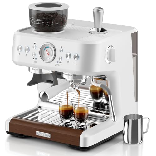 Espresso Machine with Grinder, Dual-Boiler 58MM Professional Espresso coffee Machine with Powerful Steam Wand Beginner Friendly Espresso Maker Stainless Steel Latte Cappuccino Machine for Home