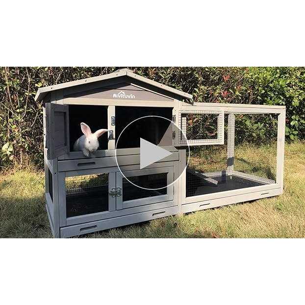 Aivituvin Rabbit Hutch Indoor 62 Cage Outdoor Chicken Coop Guinea Pig Cage on Wheels Bunny Cage with 3 Deep No Leakage Pull Out Tray,Waterproof - Pet Supplies online store