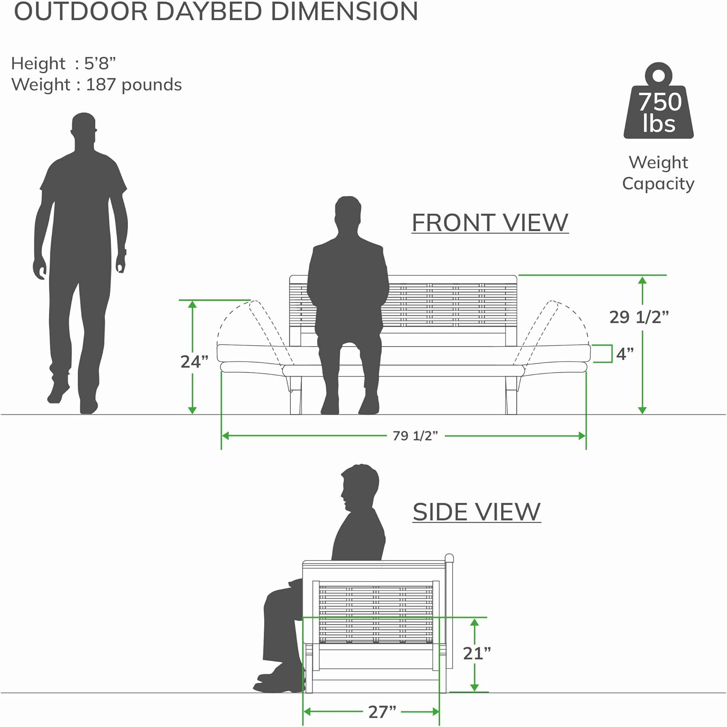 Cambridge Casual Auburn Sofabed, Natural Teak/Cast Shale