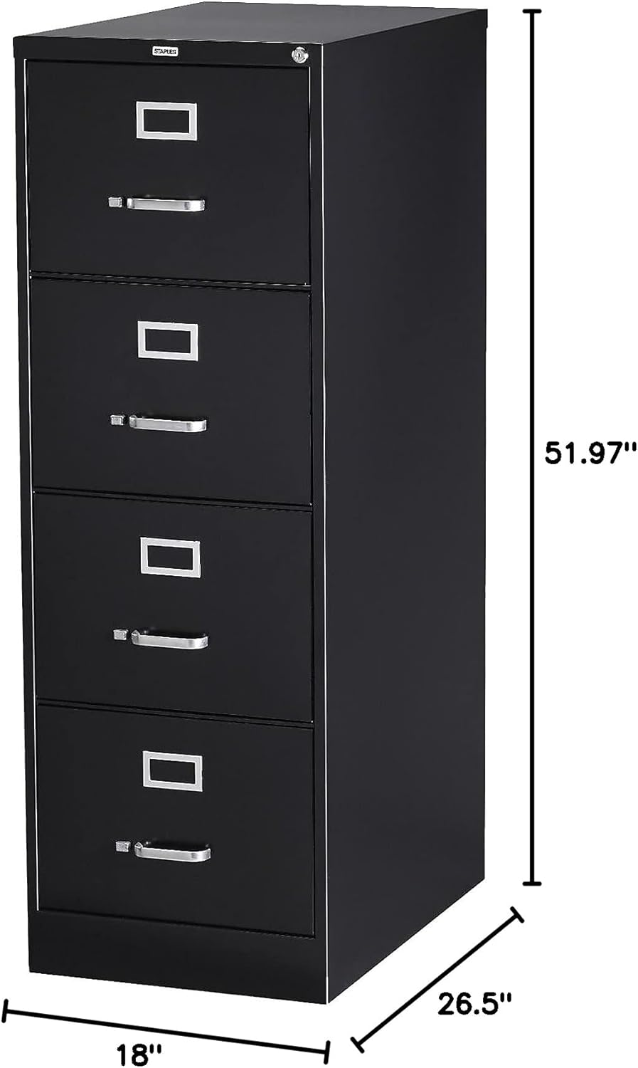 495800 4-Drawer Lgl Size Vert File Cabinet, Blk,26.5-Inch