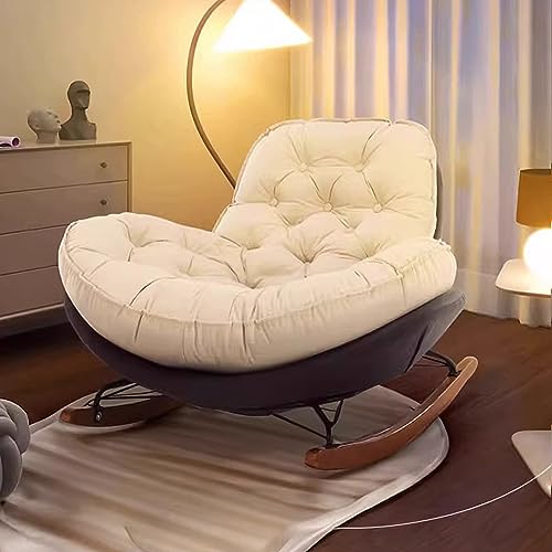 Accent Contemporary Rocking Chair Thick Padded Back Accent Chair With Fluffy Removable Sponge , Single Steel Frame Leisure Lounge Chair ,Recliner Chair ,Lazy Chair ,Single Sofa Chair For Living Room,