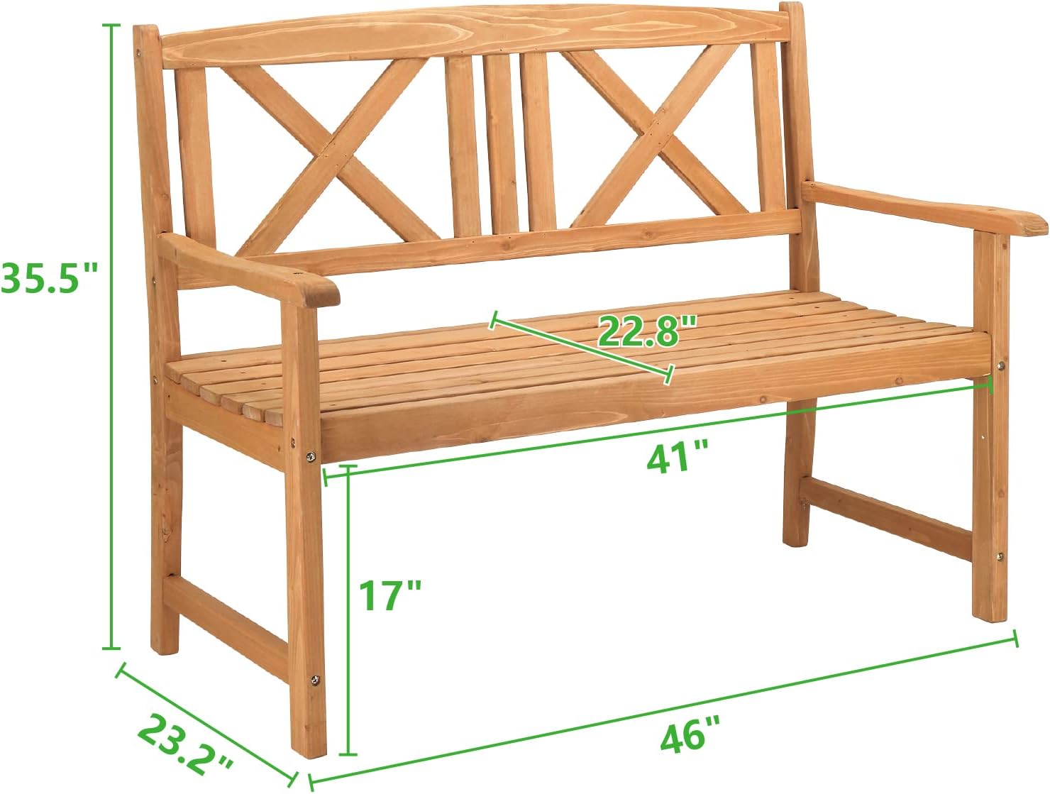 Wooden Park Front Porch Benches for Outside, Outdoor Wood Garden Bench, Patio Porch Chair Furniture,Outdoor Bench Garden Wooden Bench Seat Patio Bench for Backyard, Porch 117 x 61 x 90cm