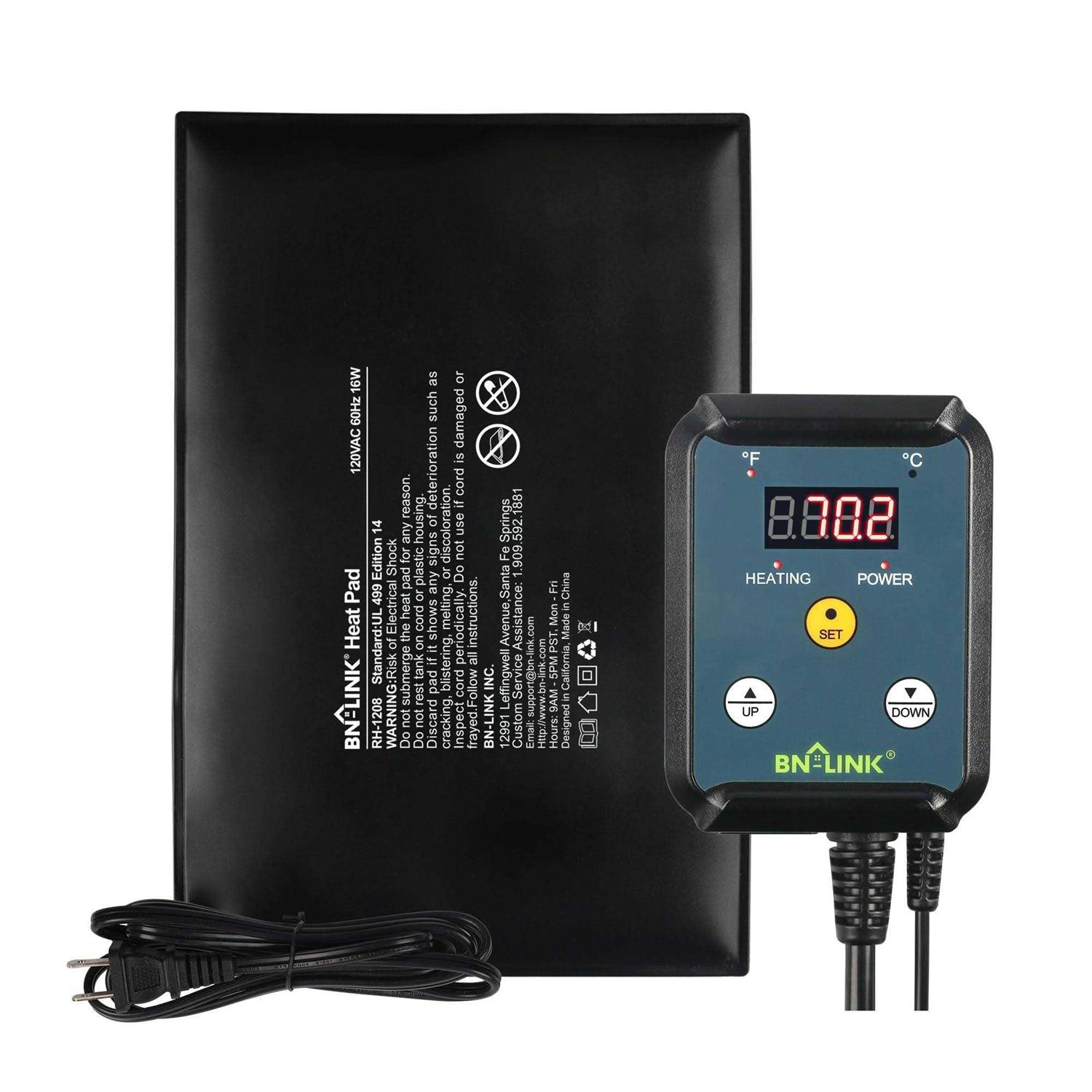 BN-LINK Durable Reptile Heating Pad 8 X Digital Thermostat Under Tank Heater Terrarium Warmer Combo Set for Turtles - Pet Supplies online store