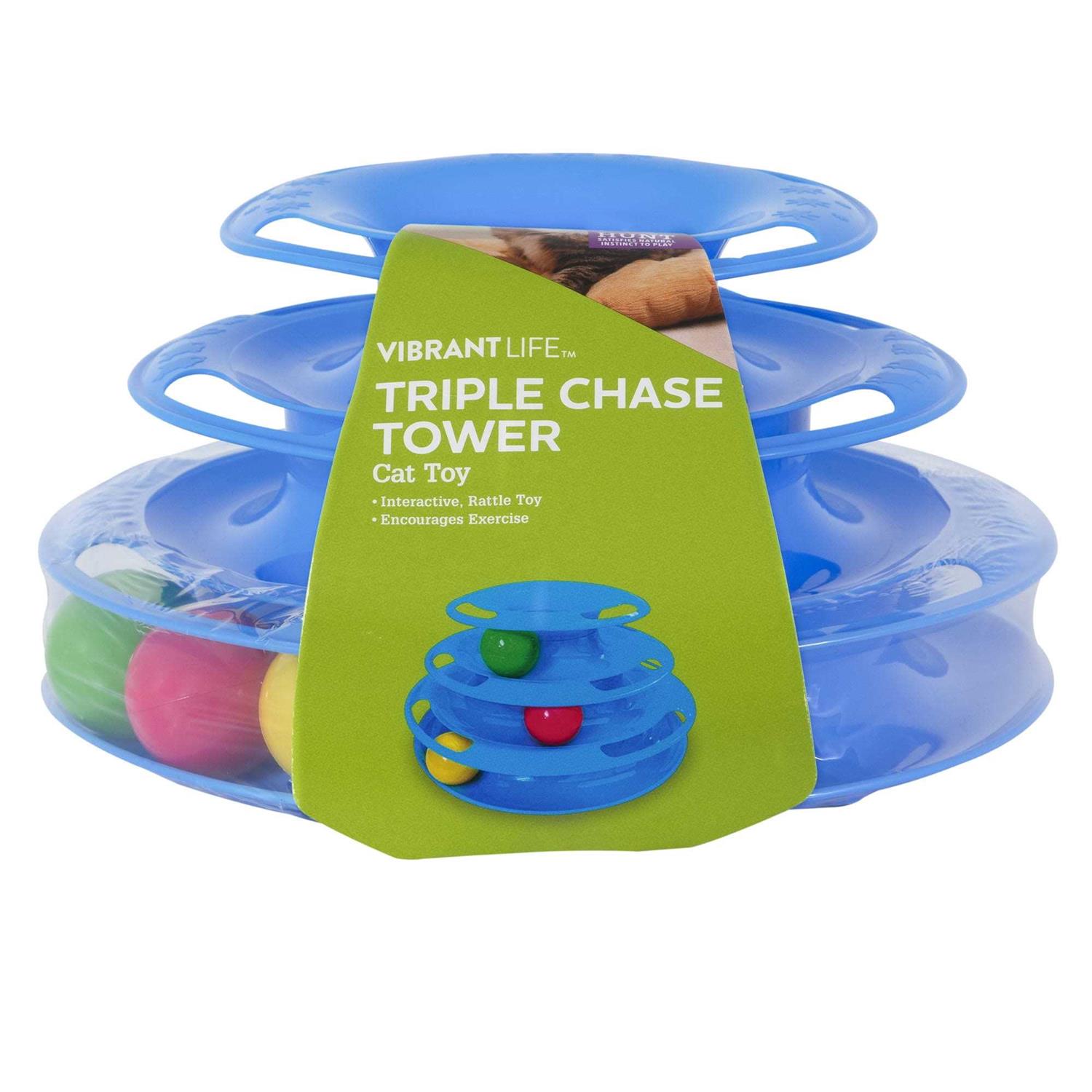 Vibrant Life Triple Chase 3 Tier Tower Interactive Ball Toy for Cats and Kittens - Pet Supplies online store