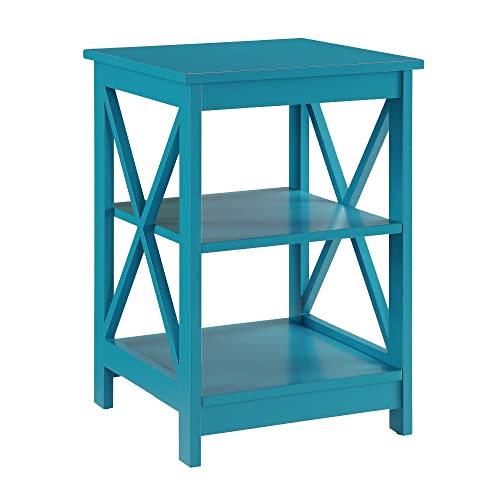 Convenience Concepts Oxford End Table with Shelves, Blue