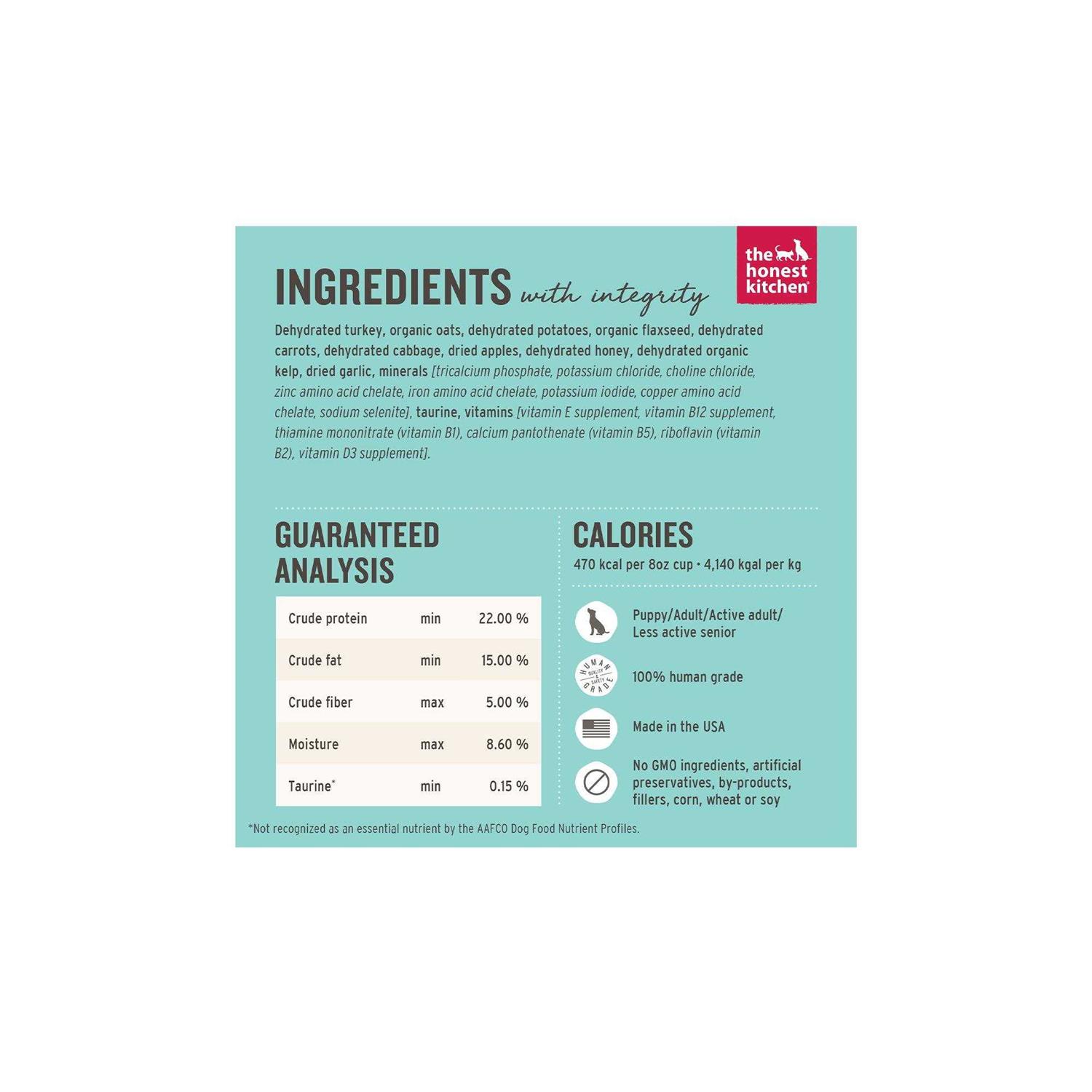 The Honest Kitchen Dehydrated Whole Grain Dog Food Turkey - Pet Supplies online store