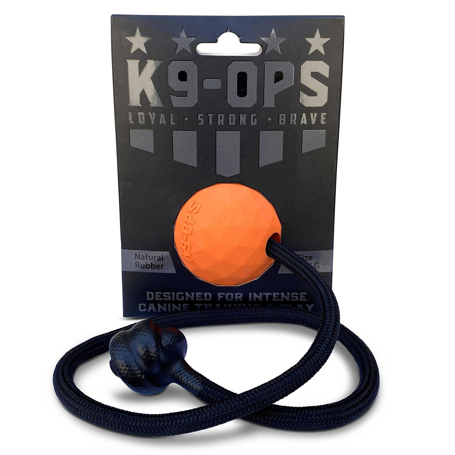 K9 Ops Dog Ball on a Rope moki Tug Toy Solid Rubber Fetch Training Reward - Pet Supplies online store