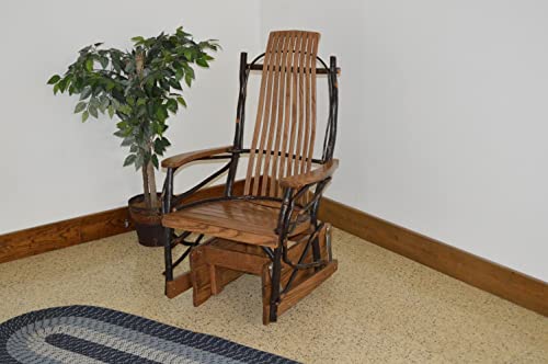 Amish-Made Large Rustic Hickory Glider Rocking Chair