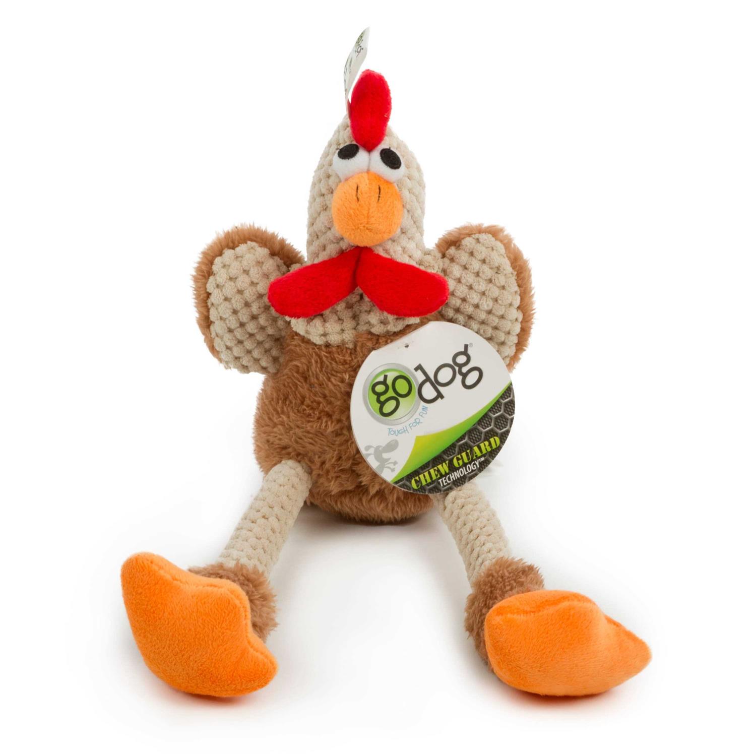 goDog Checkers Chew Guard Skinny Rooster Dog Toy - Pet Supplies online store