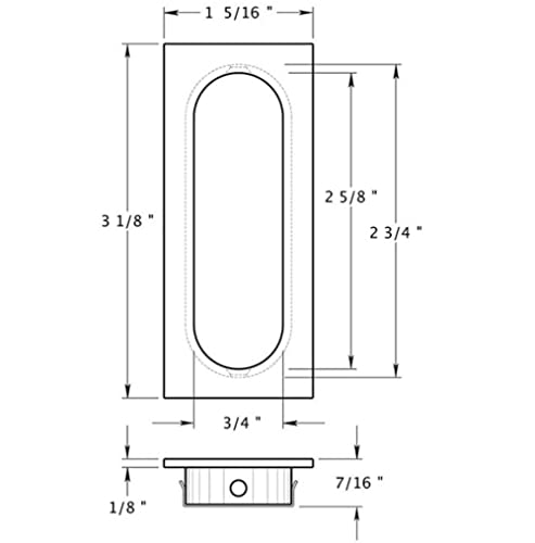 Deltana FP222U14 Rectangle 31/8-Inch x 15/16-Inch Solid Brass Flush Pull