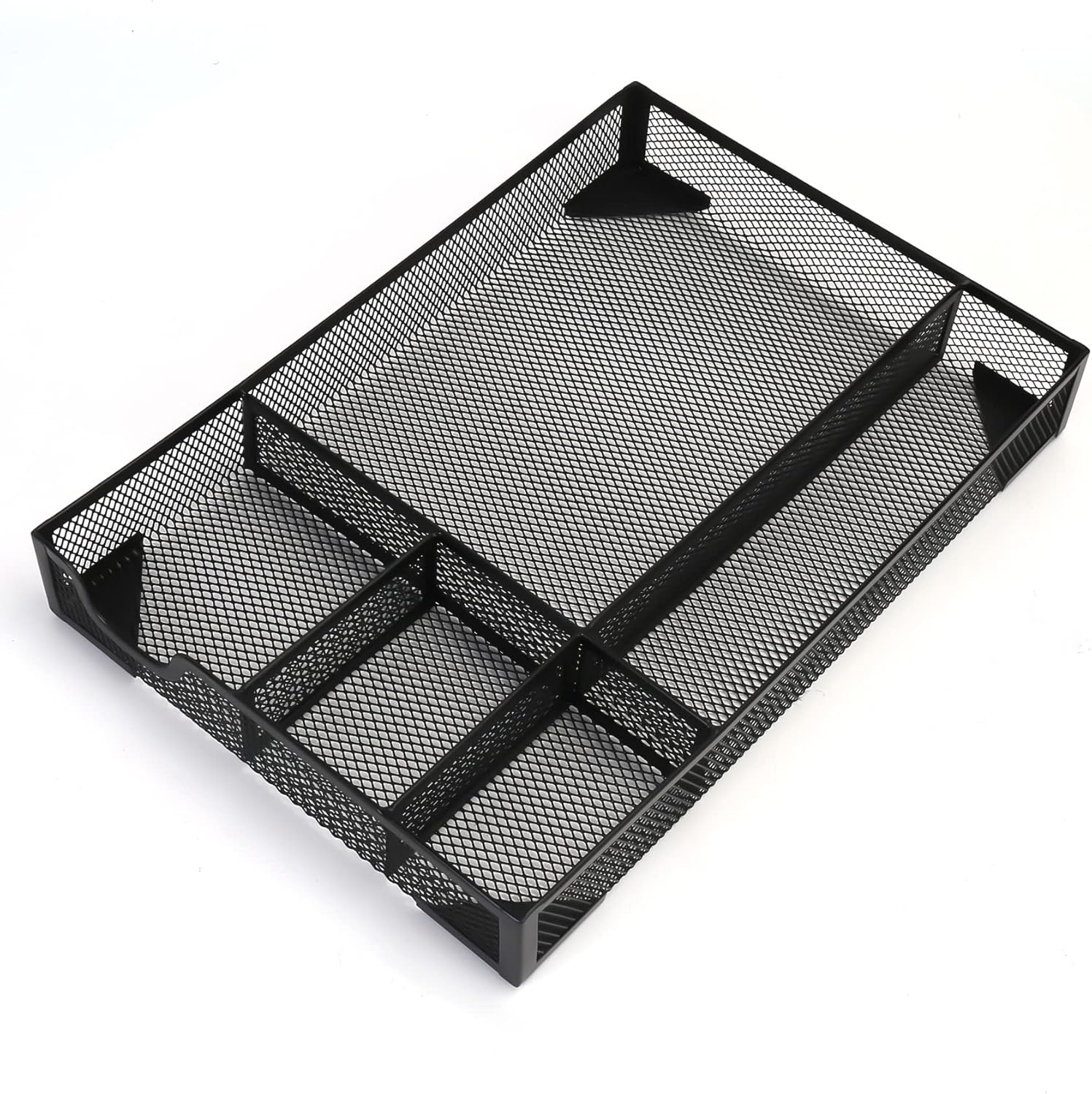 Desk Drawer Organizer,Metal Mesh Drawer, 5 Grid Large Space,Multi-use Desk Organizer Storage Box Set for Office,Home,School Supplies,12.2 x 8.3 x1.8 Inches