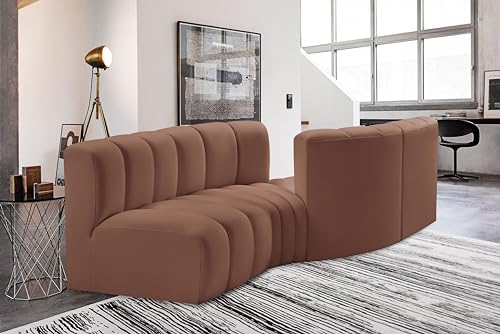 Meridian Furniture Arc Collection Modern | Contemporary Sofa with Soft Vegan Leather, Deep Channel Tufting, Modular Design, 108
