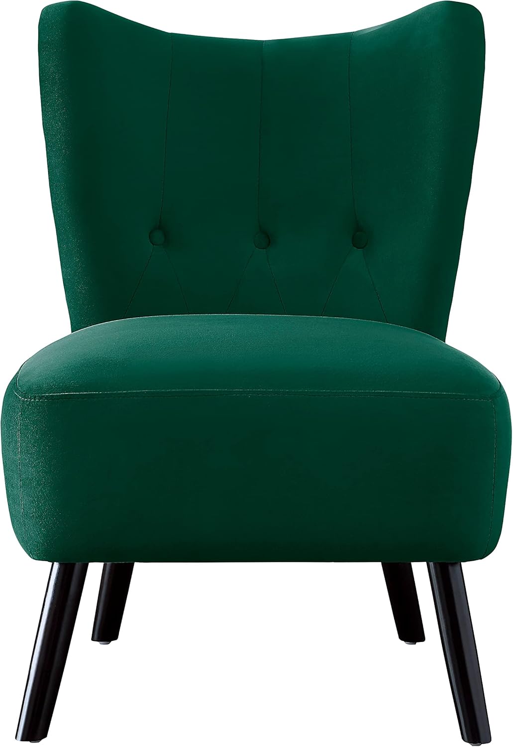 Unique Style Green Velvet Covering Accent Chair Button-Tufted Back Brown Finish Wood Legs Modern Home Furniture