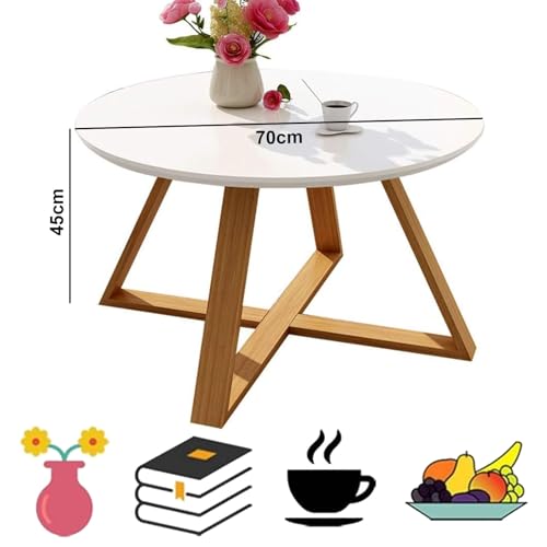 Pink, Round Low Coffee Table, Modern Nordic MDF Center Table, with Cross Table Base + Non-Slip Foot Pad, Easy to Assemble, for Tea Room, Office