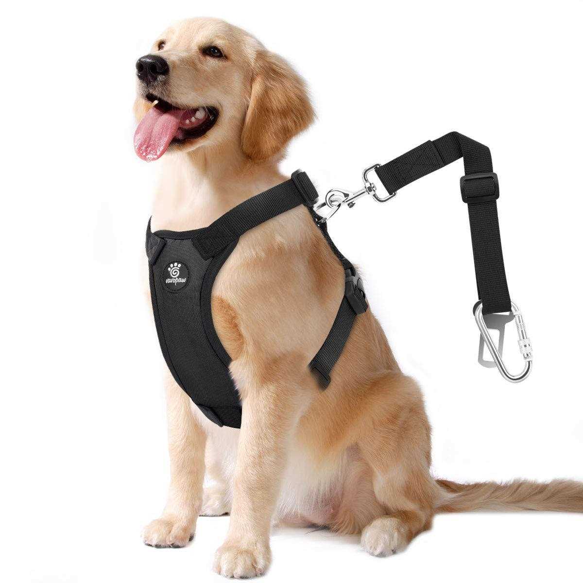VavoPaw Dog Vehicle Safety Vest Harness, Adjustable Soft Padded Mesh Car Seat Belt Leash Harness with Travel Strap and Carabiner - Pet Supplies online store