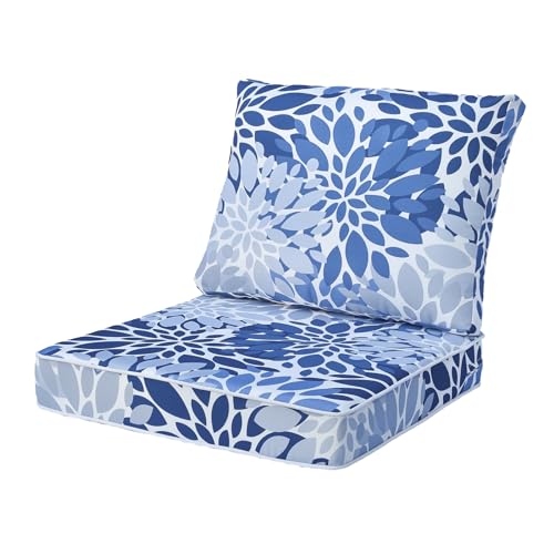 Outdoor Seat/Back Deep Chair Cushion Set for Patio Furniture - Lounge Chair Cushions with Zipper - Water-Resistant Patio Chair Cushions 22x22