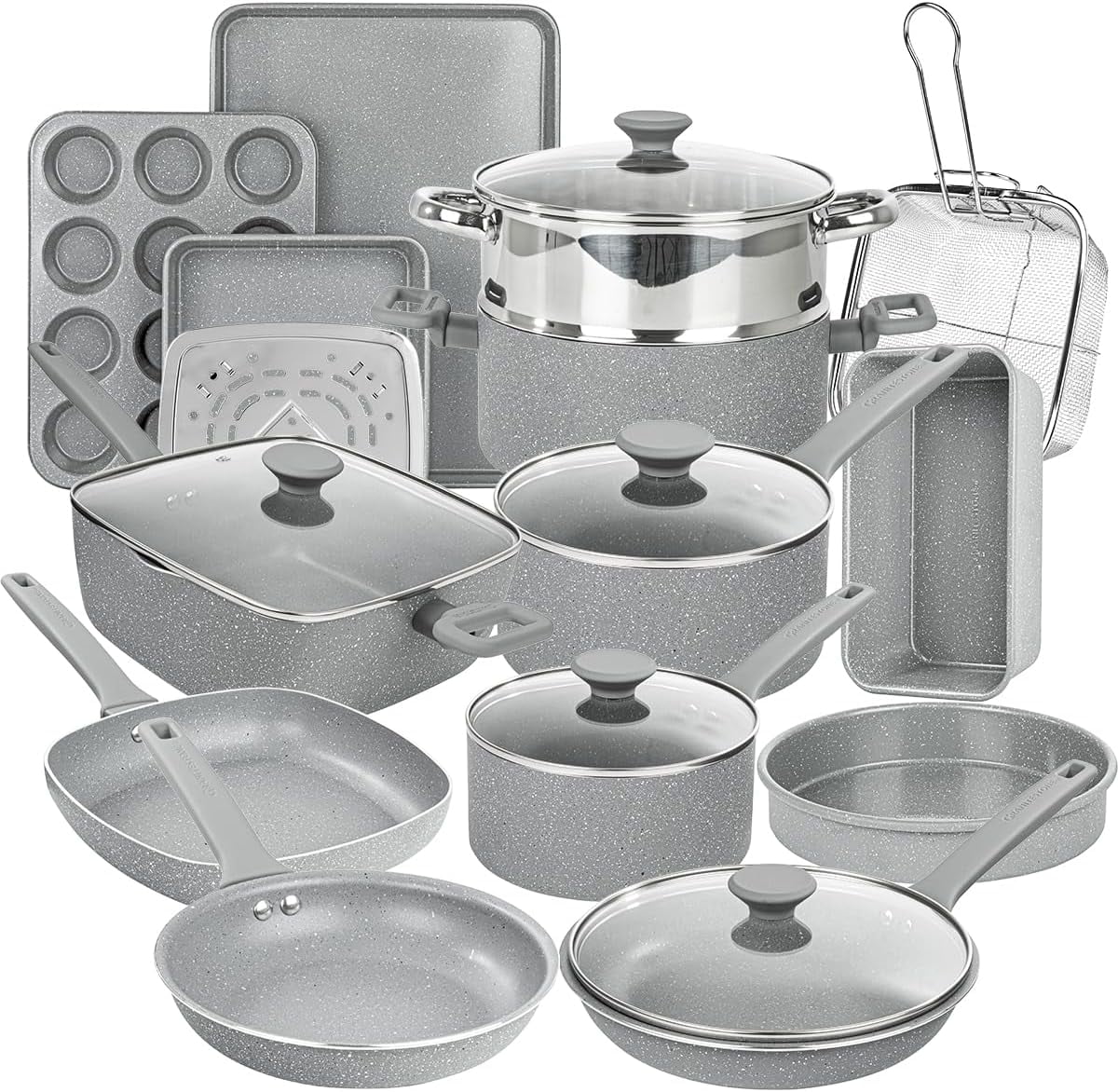 Granitestone 20 Pc Pots and Pans Set Non Stick Cookware Set, Kitchen Cookware Sets