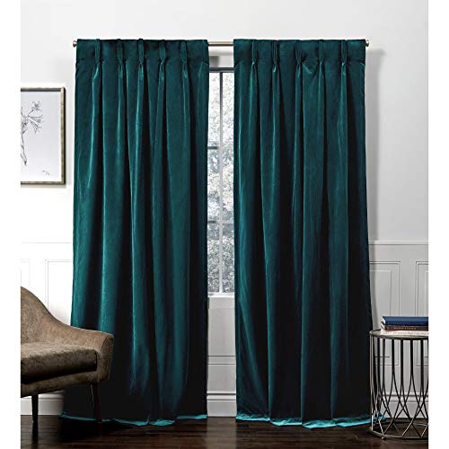 Exclusive Home Curtains HT Exclusive Home Velvet Heavyweight Light Filtering Hidden Tab Top Curtain Panel Pair, 52x96, Slate Blue (YC013571DSEHE1 A443)