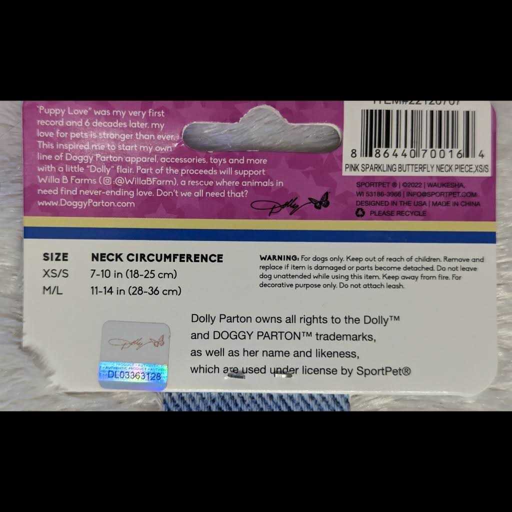 Doggy Parton Pink Sparkling Butterfly Neck Piece - Pet Supplies online store