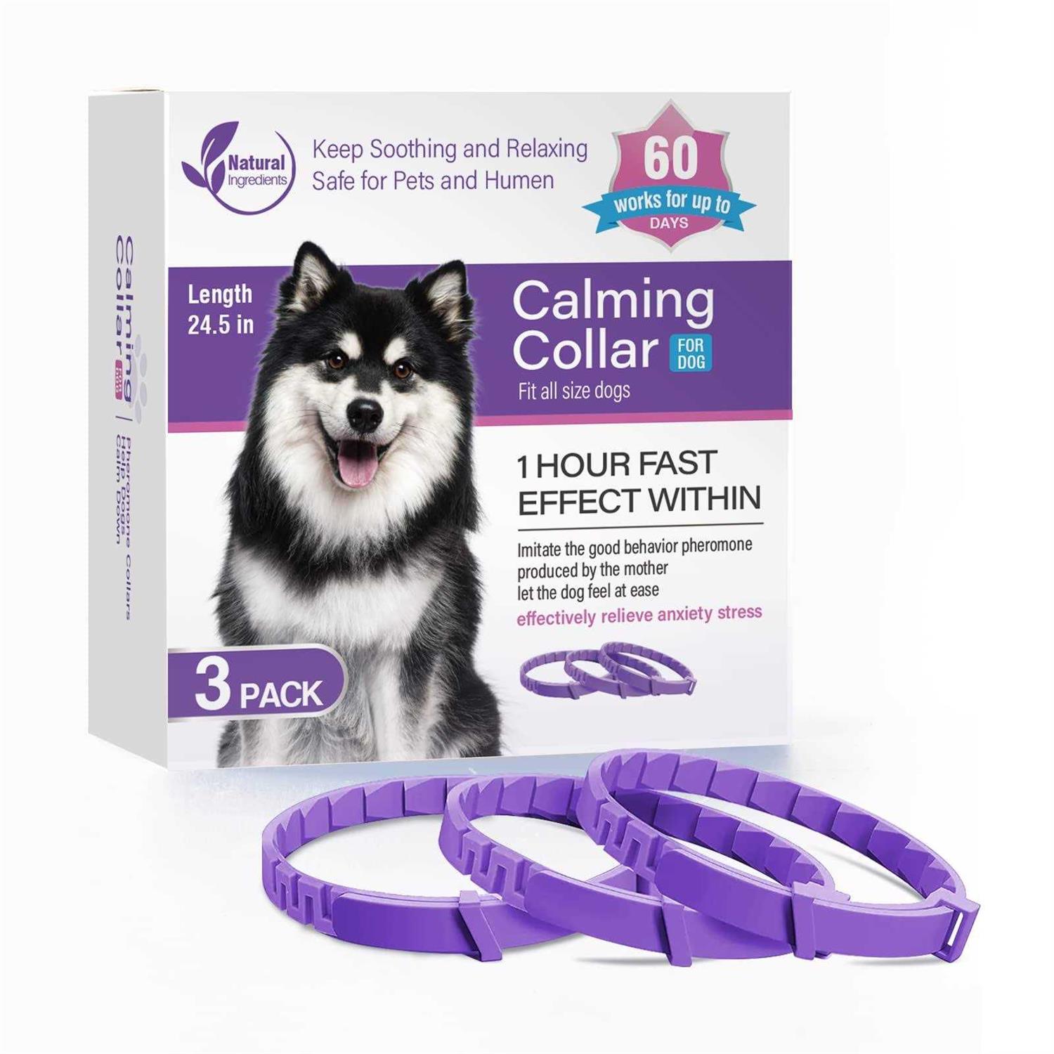 Dogs Calming Pheromones Collar 3 Packs Lasts 60 Days Relieve Reduce Anxiety or Stress 25 Inches Adjustable Relaxing Comfortable Collar Breakaway - Pet Supplies online store