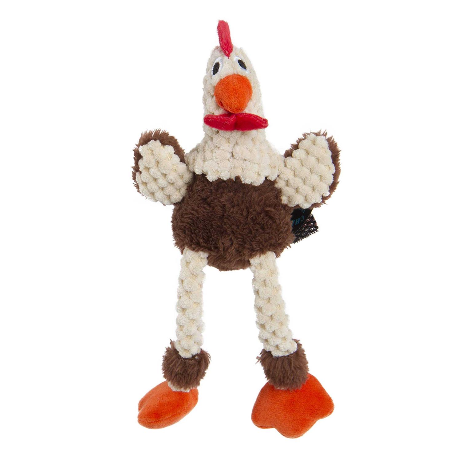 goDog Checkers Chew Guard Skinny Rooster Dog Toy - Pet Supplies online store