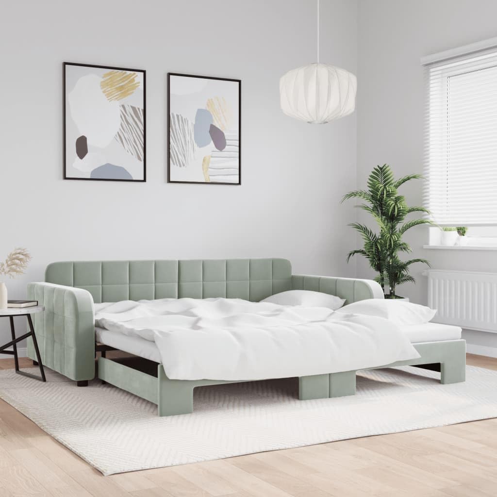 Daybed with Trundle Light Gray 39.4