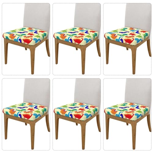 Seat Covers for Dining Room Colorful Dinosaurs Elastic Office Chairs Slipcovers