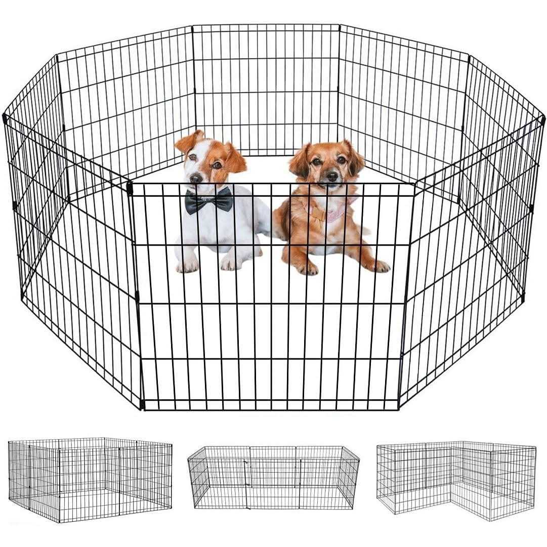 Yrllensdan 48/42/36/30/24 inch Dog Pen for Outside 8 Panel Exercise Fences Pet Playpen with Door Puppy Crate Fence Pet Gate Play Yard Large Dog - Pet Supplies online store