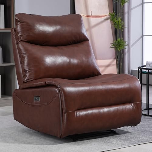 Top Grain Genuine Leather Power Recliner Chair with USB Ports, 33.5