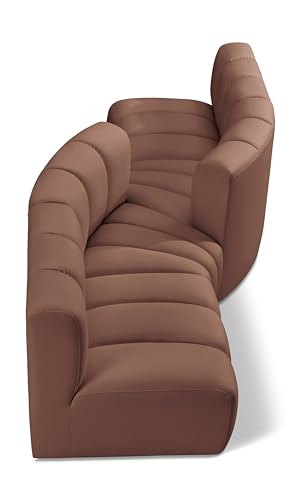 Meridian Furniture Arc Collection Modern | Contemporary Sofa with Soft Vegan Leather, Deep Channel Tufting, Modular Design, 108