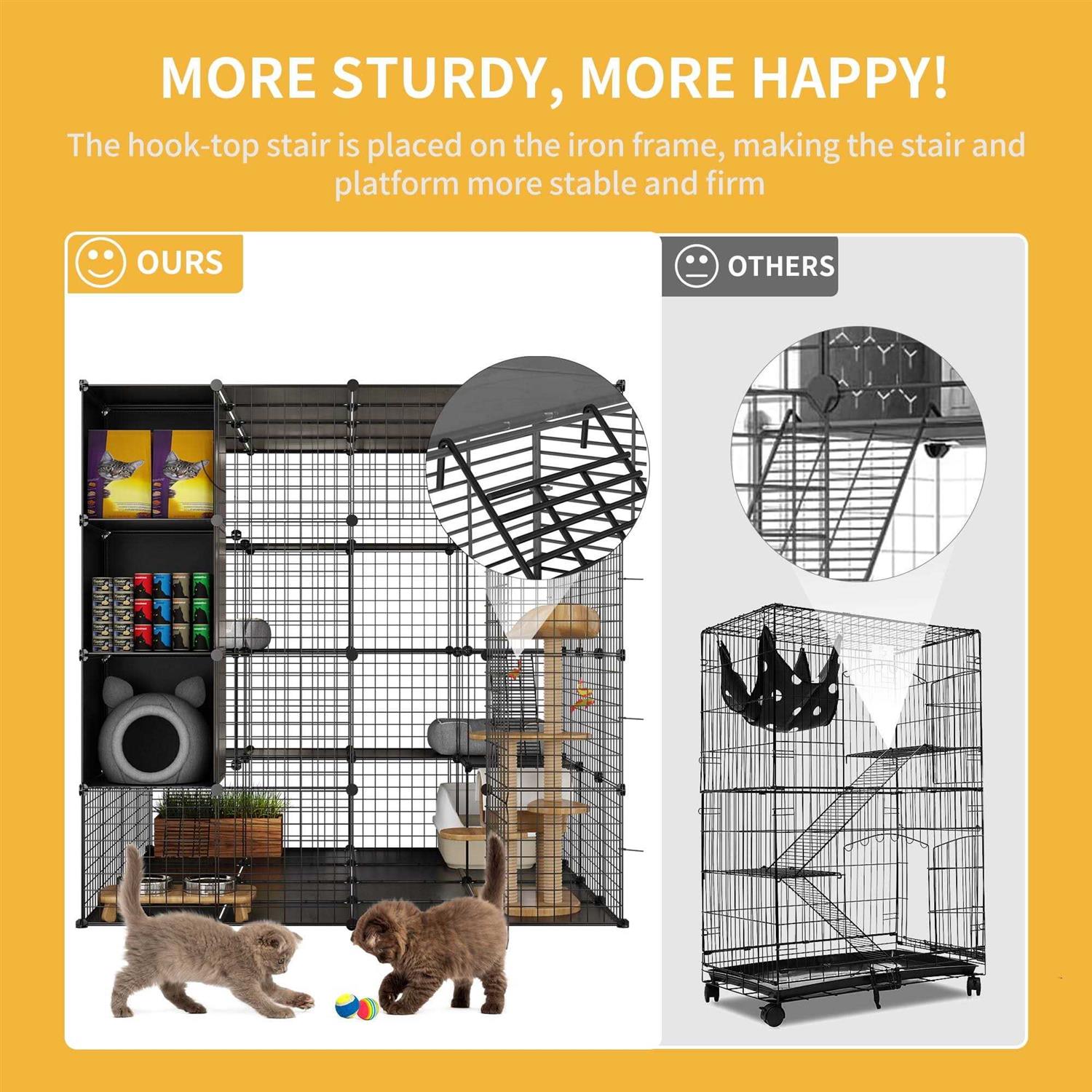 Dextrus 4-Tiers Cat Cages with Storage Cube DIY Catio Outdoor Cat Enclosures Metal Cat Playpen with Free Hammock Ideal for 1-4 Cats - Pet Supplies online store