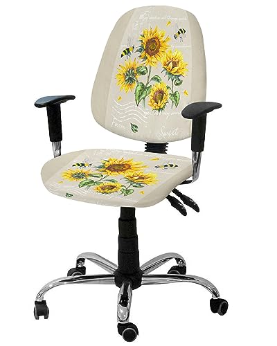 Office Chair Covers Stretchable Moroccan Pattern Retro Bike Dinosaur Split Computer Desk Chair Cover Universal Spandex Chair Seat Covers Rotating Boss Arm Chair Slipcovers