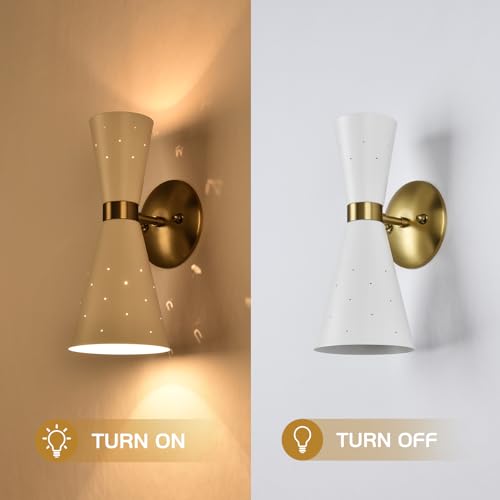 Brushed Nickel Wall Sconce Modern Wall Lighting Fixture Mid-Century Hardwire Wall Light Bedside E12 Industrial Metal Wall Mount Lamp for Living Room Mirror Cabinet Bedroom Bathroom