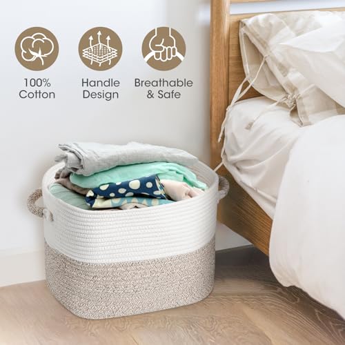 NiHome Hand Woven Cotton Rope Storage Basket 13.5