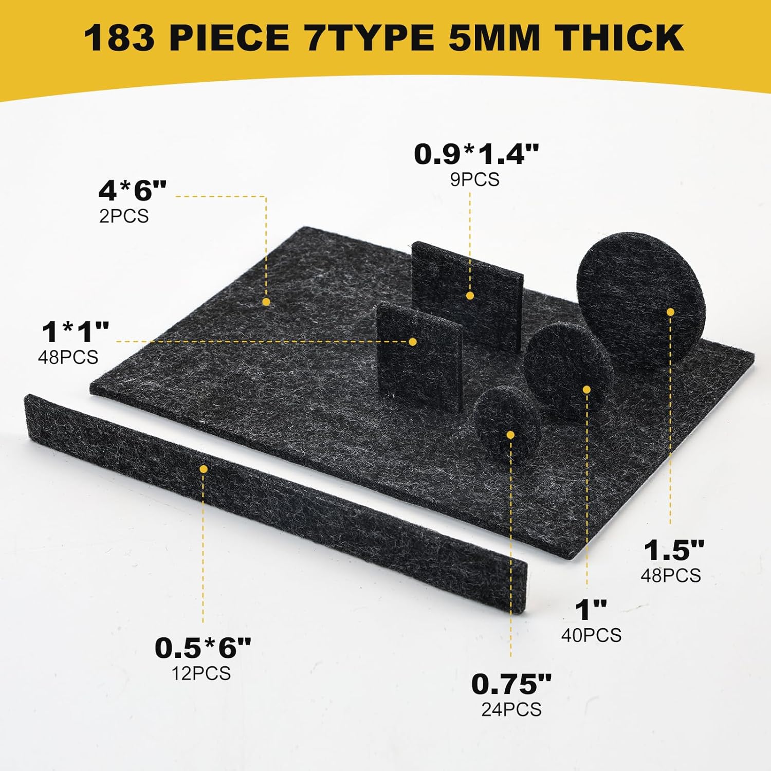 Felt Furniture Pads 183 PCS Premium Furniture Pads - Felt Pads Furniture Feet Best Wood Floor Protectors - Protect Your Hardwood & Laminate Flooring