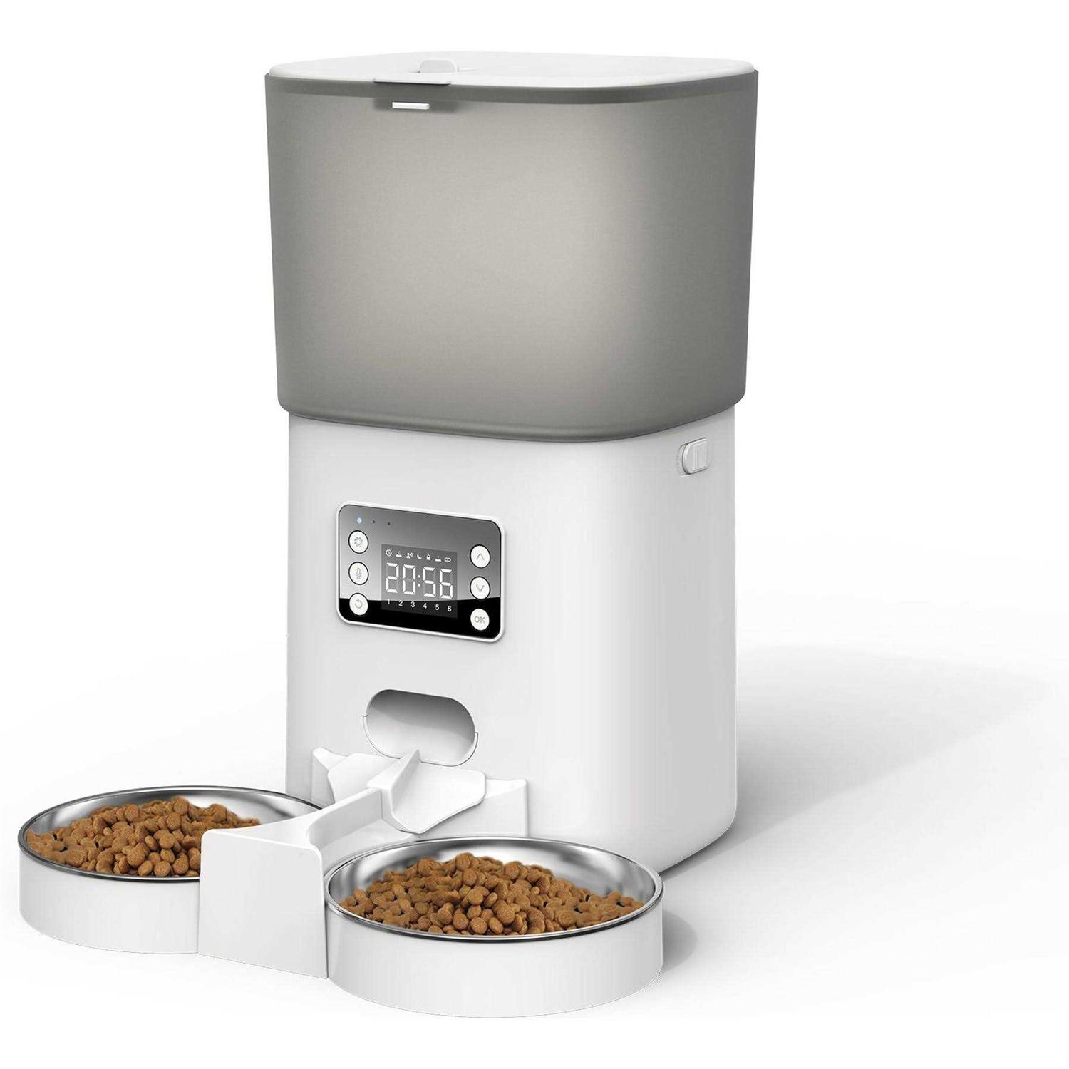 Bueteka Automatic Food Dispenser with Splitter & Stainless Bowls Cat & Dog Feeder - Pet Supplies online store