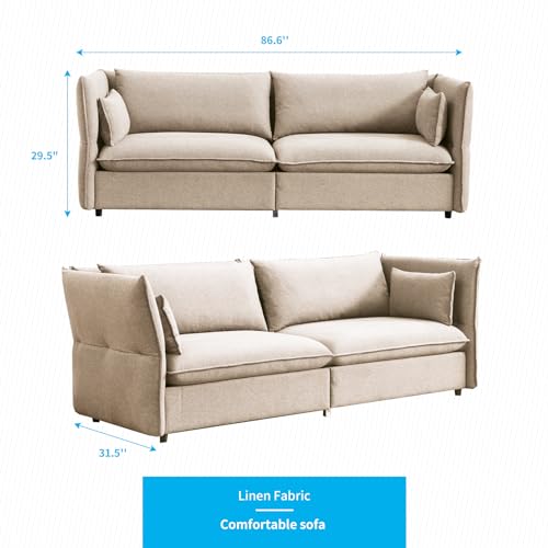 Mjkone 3+2 Sofa Set, Velvet Sofa and Couch with Adjustable Armrests and Backrests, Non-Slip Sofa Leg, Modern Sectional Sofa Couch with 2 Cushions for Living Room Apartment Studio - Dark Grey