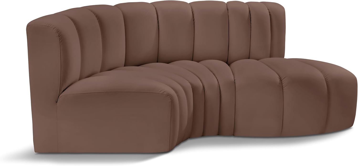 Meridian Furniture Arc Collection Modern | Contemporary Sofa with Soft Vegan Leather, Deep Channel Tufting, Modular, 70