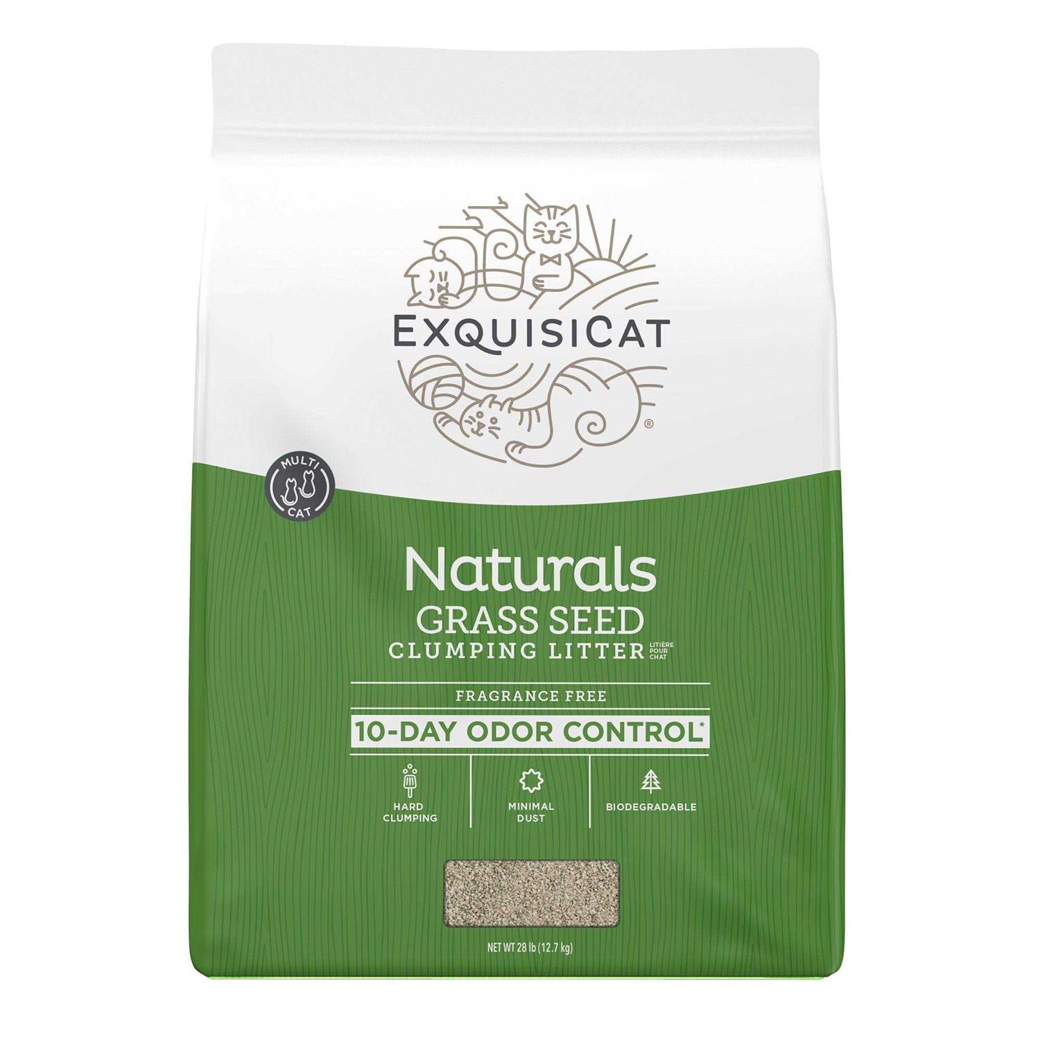 ExquisiCat Naturals Grass Seed Natural Clumping Cat Litter - Pet Supplies online store