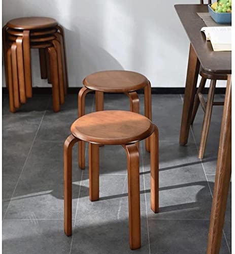 Chairs Stable Set of 6 Dining Chairs Solid Wood Dining Stools，Low Stools for Living Room Dining Side Chairs，Stacked Storage Saves Space Mobile