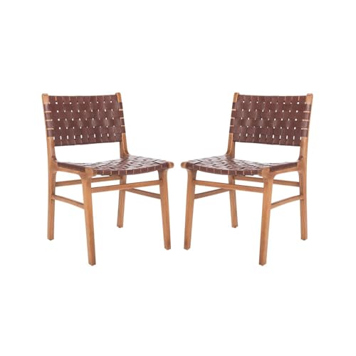 Safavieh Taika Woven Leather Dining Chair, 0, Black/Natural