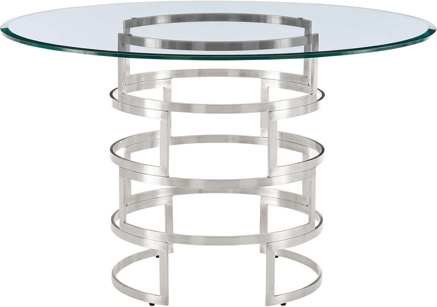 Armen Living Diaz Modern Round Glass and Metal Table for Dining Room Kitchen, 48