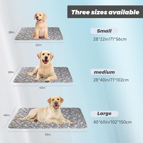 Dog Cooling Mat, Pet Washable Non-Toxic Summer Dogs Cats Cooling Pads Sleeping Kennel Mats Cool Ice Blanket for Indoor & Outdoor Dog Beach Essentials Gray Medium