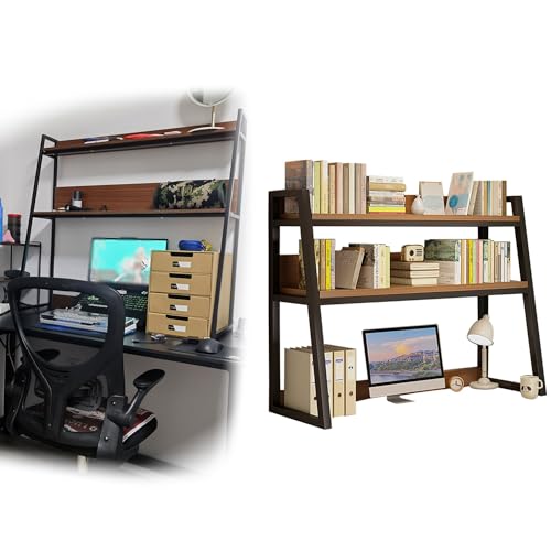 2 Tier Desktop Bookshelf Desk Hutch Organizer Desk Storage Rack Independent Metal Frame for Home Office Dorm Furniture Length 30in 38in 46in (Color : White, Size : 75cm/30in)